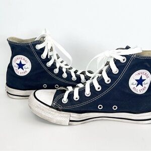 Converse Chuck Taylor High Top NAVY BLUE Shoes Sneakers - Women’s 8 **STAINED**